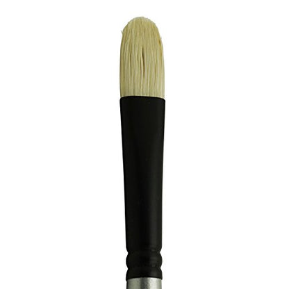 ZEM Brush Interlocked White Hog Bristle Filbert Artist Brushes Oil Paint Set 6 pcs
