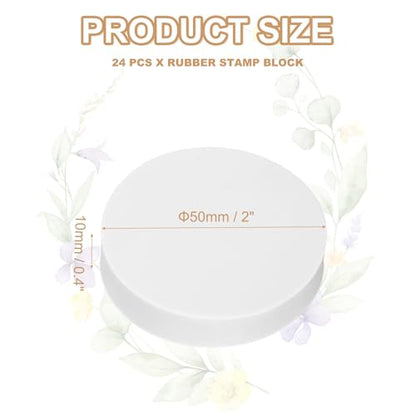 PATIKIL 24Pcs 2" Rubber Carving Blocks, Soft Linoleum Art Carving Block Round Crafts Stamp Making for Printmaking Stamps Carving Supplies, White - color: White