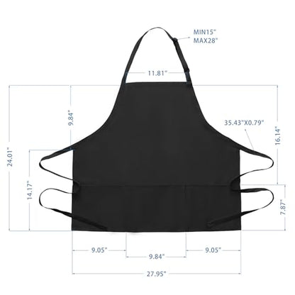 BOHARERS Kitchen Cooking Apron Unisex Adjustable chef apron with 3 pockets, 1 Pack Black - color: 01 Pack Black