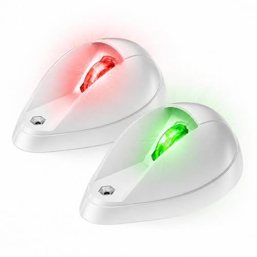 Boat Navigation Lights, Pontoon Navigation Lights for Boats LED Red and Green, IP67 Waterproof 3 NM Boat Bow Light for Marine and Center Console Boats - color: White