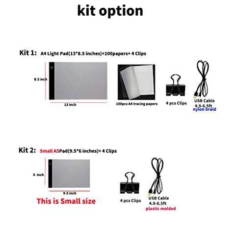 A4 Tracing Pad LED Light Board Artists Light Boxes, Portable Ultra-Thin Adjustable USB Power Artcraft LED Trace Light Pad for Drawing, Sketching, Animation, Tattoo