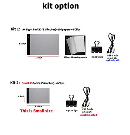 A4 Tracing Pad LED Light Board Artists Light Boxes, Portable Ultra-Thin Adjustable USB Power Artcraft LED Trace Light Pad for Drawing, Sketching, Animation, Tattoo