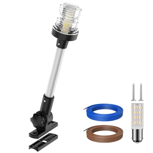 Obcursco Boat Stern Light, Bimini Top LED Anchor Light, Boat Accessories - size: 12'Vertical Swing