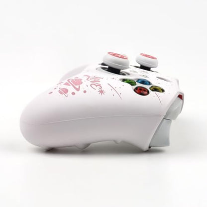 Moonlit Cats with a Loving Heart Controller Skin Compatible with Xbox Series X Wireless Controller, RALAN Protector Case， Customised Thumb Grips Cap - color: MCats White Pink