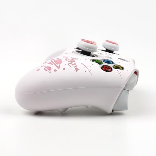 Moonlit Cats with a Loving Heart Controller Skin Compatible with Xbox Series X Wireless Controller, RALAN Protector Case， Customised Thumb Grips Cap - color: MCats White Pink