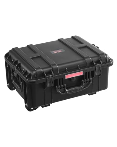 VEVOR Weatherproof Hard Case, Heavy Duty Protective Dry Box with Pre-Cut Foam, Wheels & Retractable Pull Handles for Travel, Hunt, Military, Tactical, IP67 Waterproof Case for Cameras(57x45x28) - size: 57x45x28 cm
