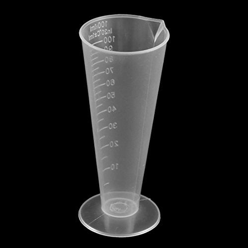 100mL Plastic Graduated Measuring Cup Capacity Beaker Cone Shape Round Base Labs Kitchen Clear, 2Pcs