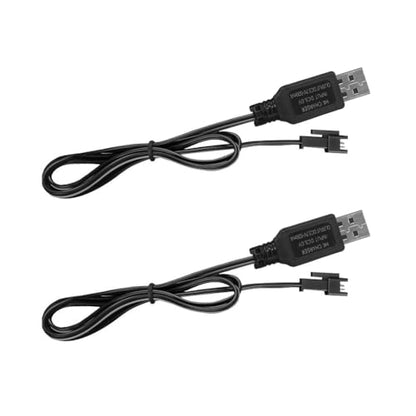 3.7V USB Charger Cable with SM-2P Connector for RC Cars Boat Trucks 1S Li-ion and Li-Po Battery(2 Pack)