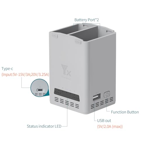 Dual Battery Charging Hub Compatible with DJI Lito 1/X1 Drone Batteries