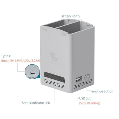 Dual Battery Charging Hub Compatible with DJI Lito 1/X1 Drone Batteries