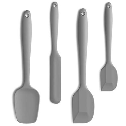 4-Piece Silicone Spatula Set with Stainless Steel Core, Gray - color: Gray