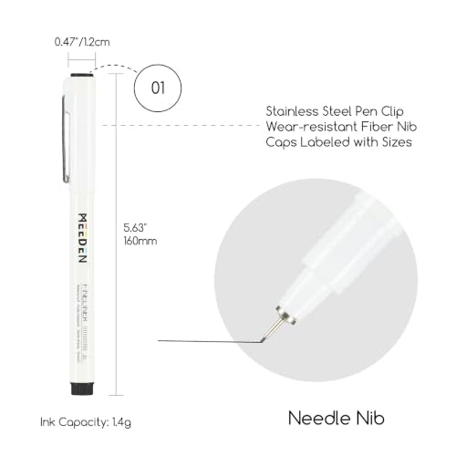MEEDEN Micro Fineliner Drawing Pens: 0.1mm Needle Nib, 6 Pack, Black Ink - style: 0.1mm Needle Nib