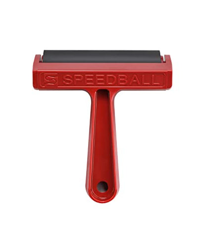 Speedball 4-Inch Hard Rubber Brayer - Pop-in Roller for Block Printing, Printmaking, and Ink Applications - size: Hard Rubber (1-Pack)