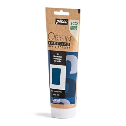 PEBEO Origin Acrylics 120ml Matte Acrylic Paint, Cerulean Blue - color: Cerulean Blue