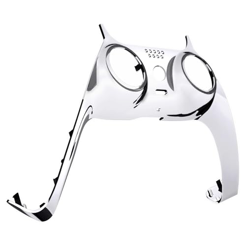 eXtremeRate Chrome Silver Glossy Decorative Trim Shell Compatible with p s 5 Controller, DIY Replacement Clip Shell, Custom Plates Cover Compatible with p s 5 Controller with Accent Rings