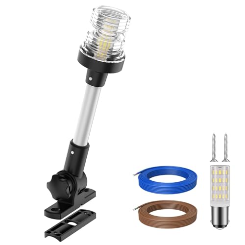 Obcursco Boat Stern Light, Bimini Top LED Anchor Light, Boat Accessories - size: 9''Vertical Swing
