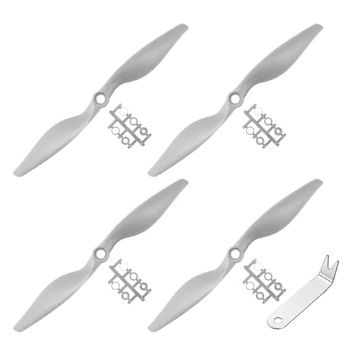 MECCANIXITY 7x5 Inch RC Propellers, 2-Vane Blades Prop Replacements Gray High Speed Propeller with Adapter Rings & Prop Wrench for RC Airplane Drones, Pack of 4 - size: 7" x 5"