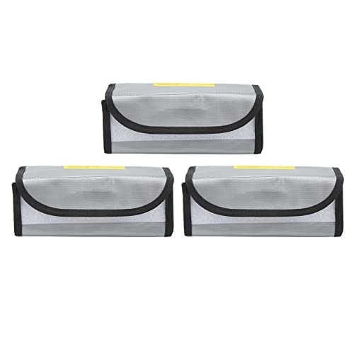 Lipo Battery Safe Bag, Fireproof Explosionproof PVC Fiber Storage Pouch with Airflow Isolation Technology for RC Drones Electronics Power Tools 185x75x60mm 2pcs