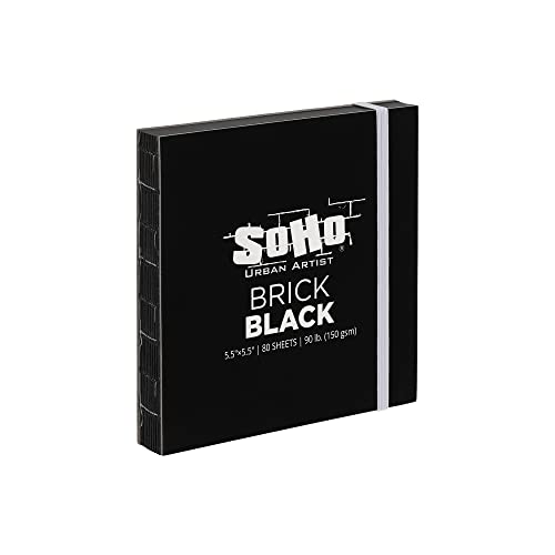 SoHo Brick Journal, Black 5.5"x5.5" (150 GSM, 80 Pages Each) - color: Black, size: 5.5 x 5.5in