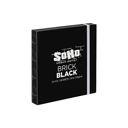 SoHo Brick Journal, Black 5.5"x5.5" (150 GSM, 80 Pages Each) - color: Black, size: 5.5 x 5.5in