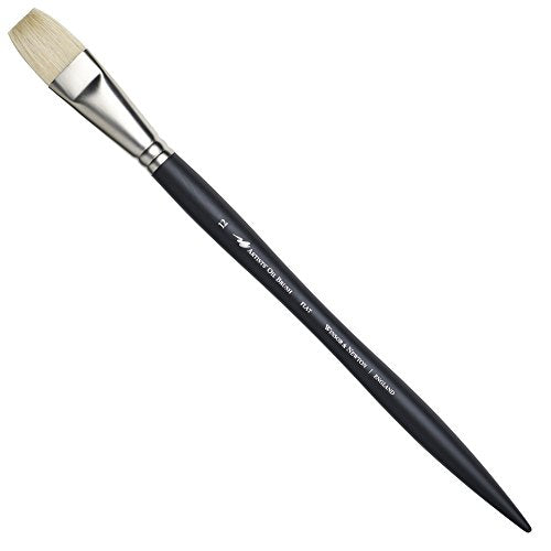 Winsor & Newton Artists' Oil Hog Paint Brush, Long Handle Size 12, Flat - size: #12, style: Flat