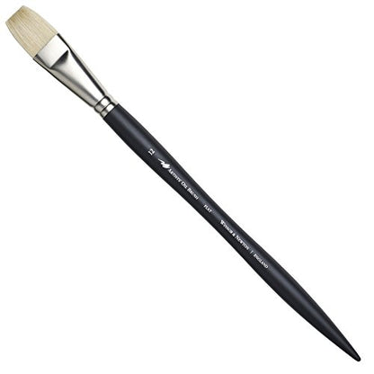 Winsor & Newton Artists' Oil Hog Paint Brush, Long Handle Size 12, Flat - size: #12, style: Flat
