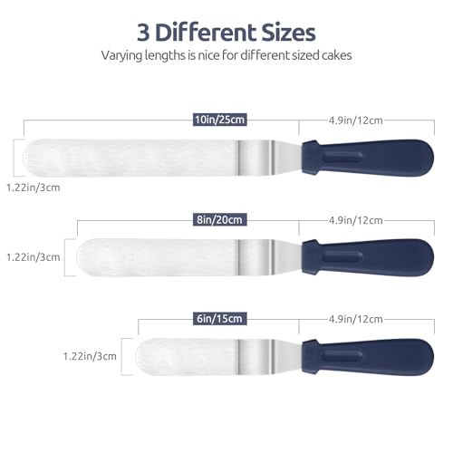 U-Taste Offset Icing Spatula Set, Cake Frosting Spreader, Midnight Blue - color: Midnight Blue (6", 8", 10")