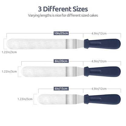 U-Taste Offset Icing Spatula Set, Cake Frosting Spreader, Midnight Blue - color: Midnight Blue (6", 8", 10")