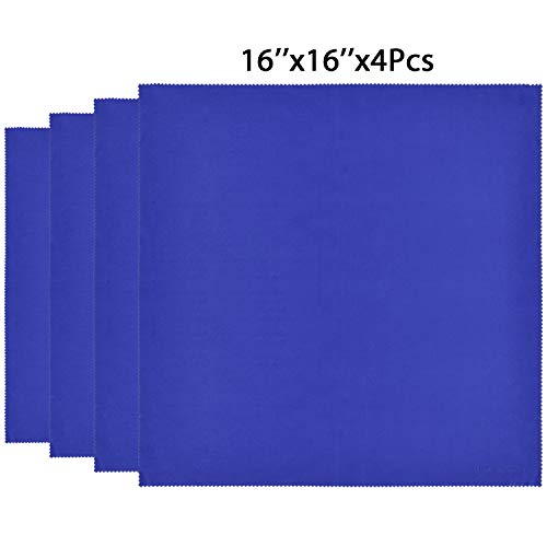 Wisdompro 4-Pack 16x16 Inch Extra Large Microfiber Cleaning Cloths, Blue - color: Blue