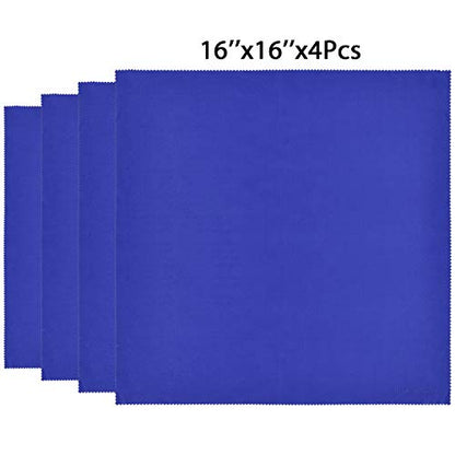Wisdompro 4-Pack 16x16 Inch Extra Large Microfiber Cleaning Cloths, Blue - color: Blue