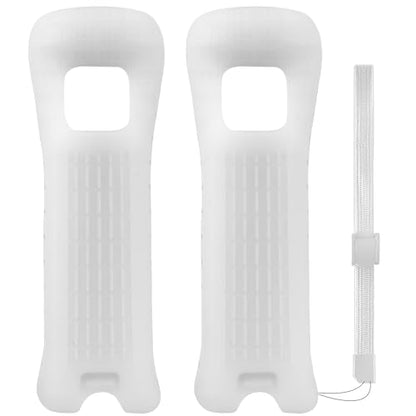XiQiDianr 2 Packs Silicone Case Cover with Wrist Strap for Nintendo Wii Remote Controller (White 2) - color: White