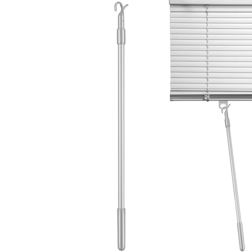 24 Inch Aluminum Blind Wand Replacement with Hook Telescopic Draw Rod for Vertical Blinds and Window Curtains Adjustable Curtain Control Stick - size: 1.1"W x 23.58"H