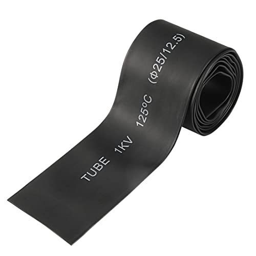 uxcell Heat Shrink Tubing, 1"(25mm) Dia 41mm Flat Width 2:1 Rate Shrinkable Tube Cable Sleeve 1m - Black - color: Black, size: 25mm