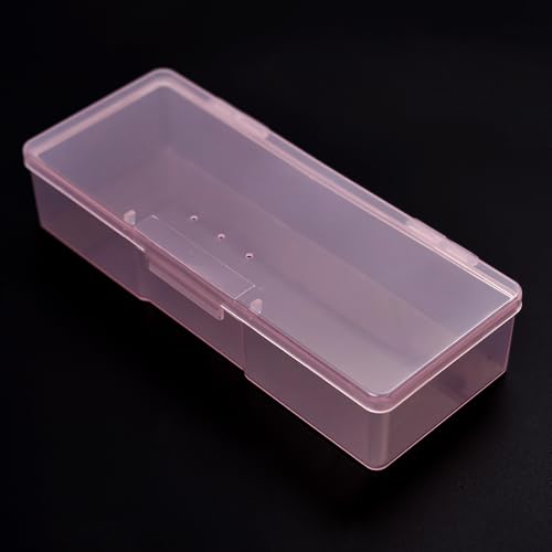 2Pcs Transparent Nail Art Tool Organizer Plastic Storage Box - color: 2 Pink