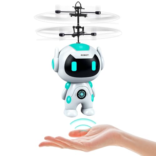 Flying Robot Toys for Kids 6+, Flying Ball Hand Operated Mini Drone - color: White