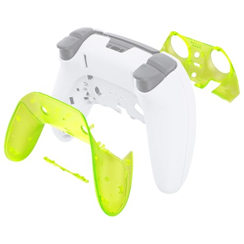 eXtremeRate Top Bottom Decorative Trim Shell Compatible with p s 5 Edge Controller DIY Replacement Front Back Clip Shell, Custom Clear Lime Green Plates Cover Compatible with p s 5 Edge Controller - color: Clear Lime Green
