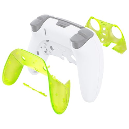 eXtremeRate Top Bottom Decorative Trim Shell Compatible with p s 5 Edge Controller DIY Replacement Front Back Clip Shell, Custom Clear Lime Green Plates Cover Compatible with p s 5 Edge Controller - color: Clear Lime Green