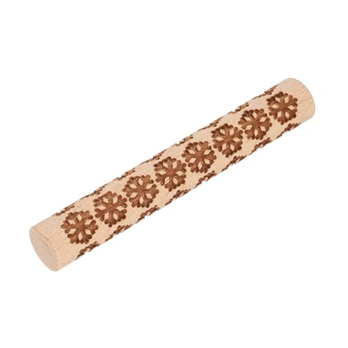 HARFINGTON Wood Clay Roller 4" Snowflake Pattern Rolling Pins Wood Rollers Pottery Tools Wood Grain Texture Rollers for Clay Baking Dough Playdough DIY - style: Snowflake