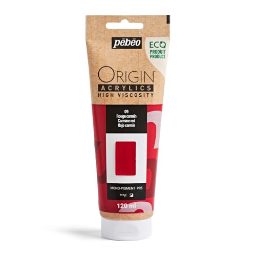 PEBEO Origin Acrylics 120ml Matte Acrylic Paint, Carmine Red - color: Carmine Red