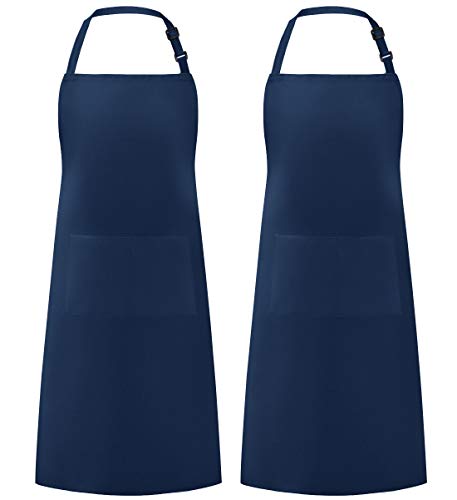 Syntus Apron for Men Women, Adjustable Cooking Kitchen Apron with 2 Pockets - color: Blue Dark, style: 2 Polyester Blend