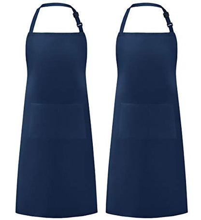 Syntus Apron for Men Women, Adjustable Cooking Kitchen Apron with 2 Pockets - color: Blue Dark, style: 2 Polyester Blend