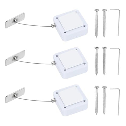 PATIKIL 6.6ft (2M) Retractable Remote Control Cable Tether 2N, 3PCS Remote Control Security Lanyard Lock Adjustable Locking Leash with Iron Cap for TVs Phone Tablets Showroom, White - color: White, size: 6.6ft