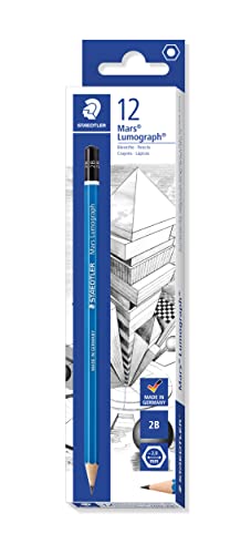 STAEDTLER Mars Lumograph 2B Graphite Art Drawing Pencil, Medium Soft, Break-Resistant Bonded Lead, 12 Pack, 100-2B (100-2B VE) - style: 2B