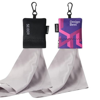 SEIBER Microfiber Glasses Cleaning Cloth with Neoprene Pouch, 2P, BK Purple - color: Bk Purple-(2pack)