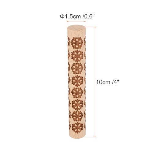 HARFINGTON Wood Clay Roller 4" Snowflake Pattern Rolling Pins Wood Rollers Pottery Tools Wood Grain Texture Rollers for Clay Baking Dough Playdough DIY - style: Snowflake