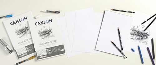 CANSON Illustration Bristol 250gsm A4 Satin Card Pad 20 Sheets Extra White - size: A4 - 21x29.7cm