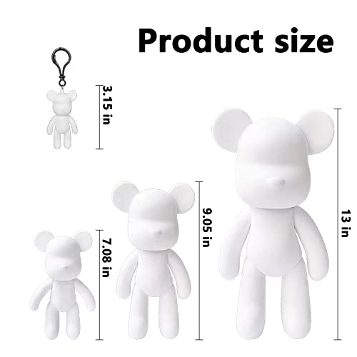 DIY Fluid Bear + Bear Keychain Figure, Marble Bear Painting Kit for Creative Pouring Art (Black+White+Gold, 9 inch) - color: Black+white+gold