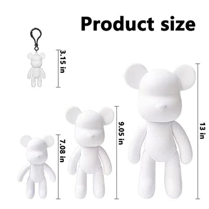 DIY Fluid Bear + Bear Keychain Figure, Marble Bear Painting Kit for Creative Pouring Art (Black+White+Gold, 9 inch) - color: Black+white+gold