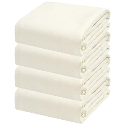 4 Pack Flaxen Waterproof Polyester Drop Cloths, 4 X 12 FT - color: Flaxen, size: 4 x 12 ft
