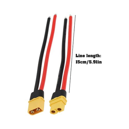 4Pcs XT60 Male Fmale Plug Socket Incl Silicone Cable Coupling for Model Car 15cm 12AWG - size: XT60